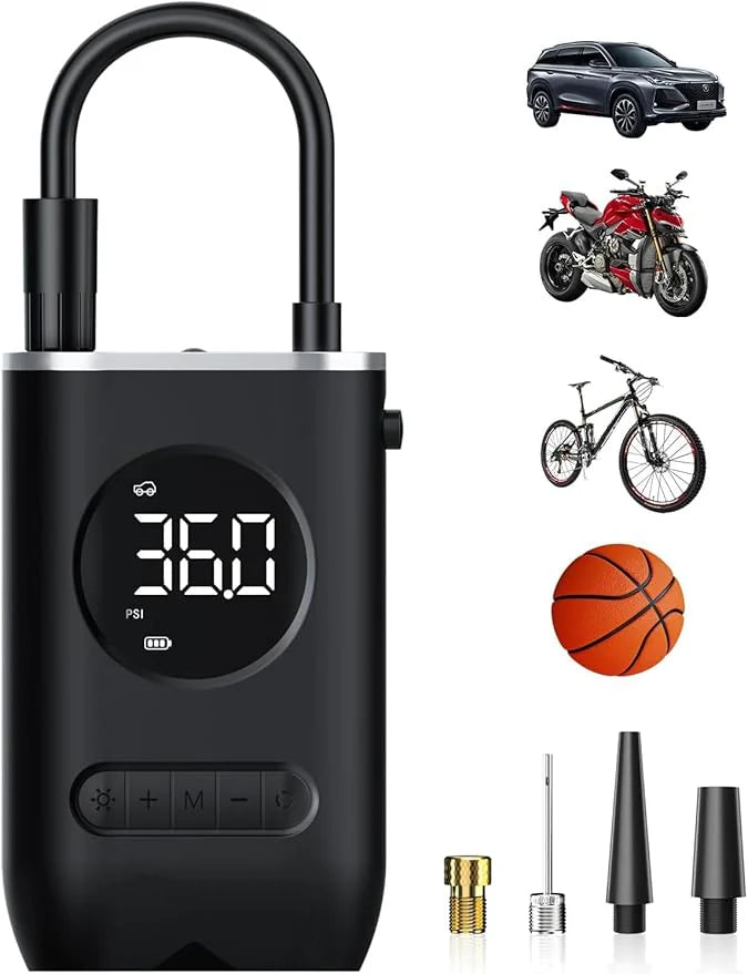 Portable Digital Tire Inflator Air Pump (Rechargeable) منفاخ هواء رقمي محمول للإطارات (قابل لإعادة الشحن)