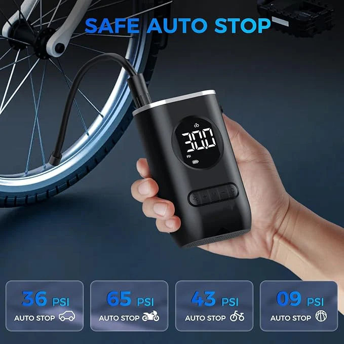 Portable Digital Tire Inflator Air Pump (Rechargeable) منفاخ هواء رقمي محمول للإطارات (قابل لإعادة الشحن)